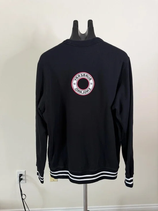 Burberry Black Crewneck Sweatshirt with White and Red Logo - Picture 3 of 7